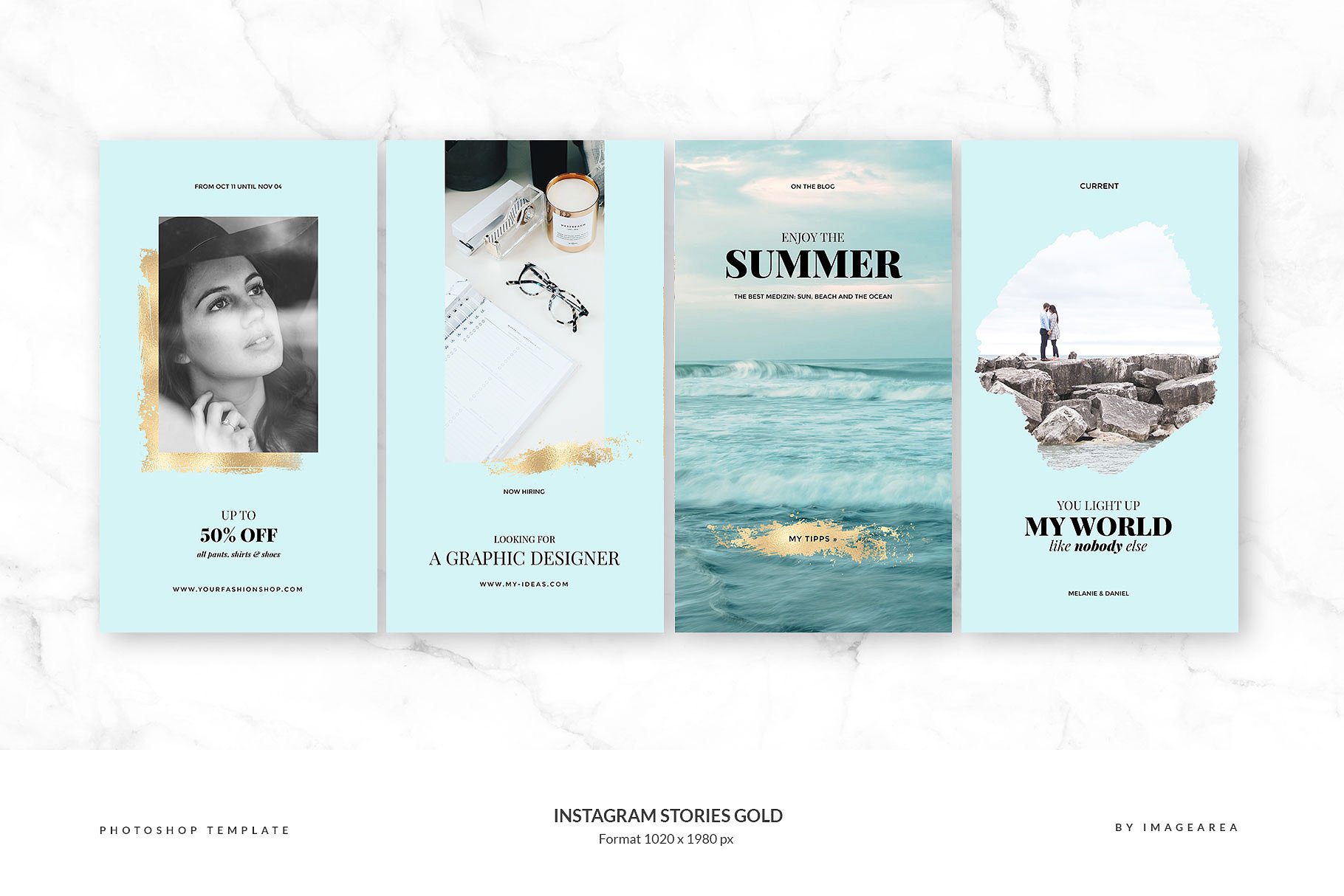 Instagram故事金色风格插图模板素材库精选合集 Instagram Stories Gold插图(4)