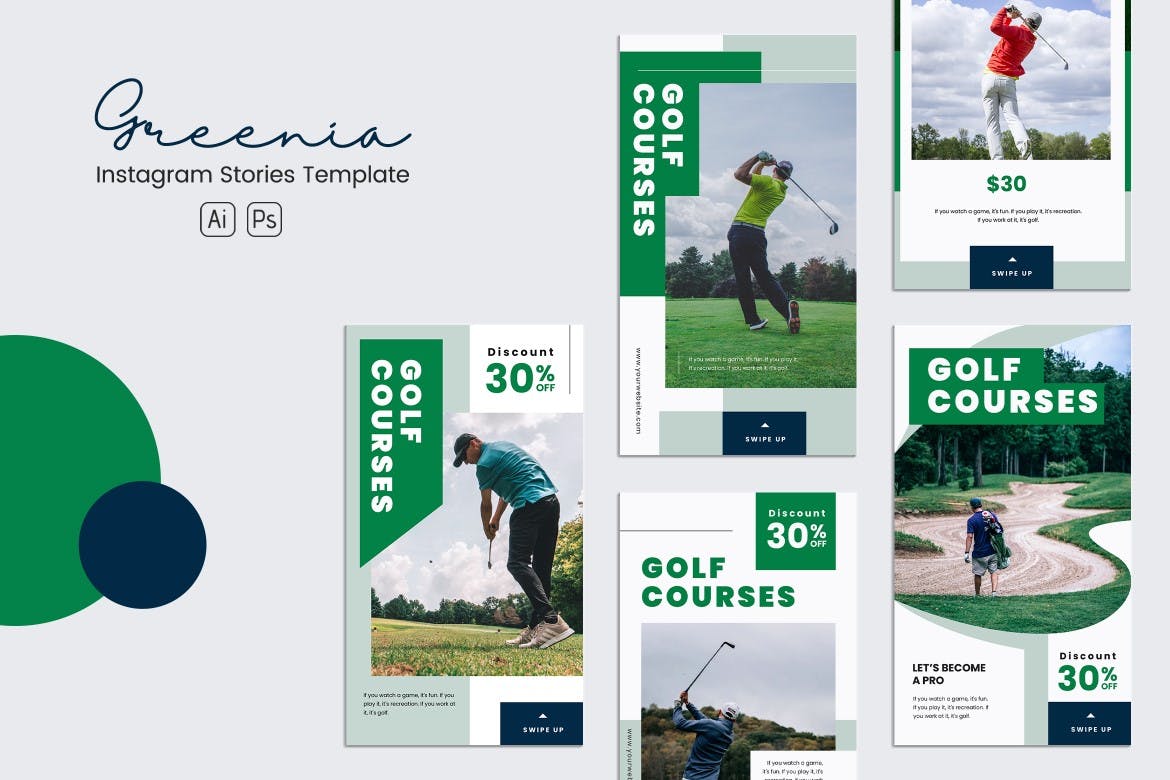 高尔夫球场/俱乐部Instagram社交媒体品牌故事推广PSD&AI模板素材库精选 Golf Competition Instagram Stories PSD & AI插图(4)