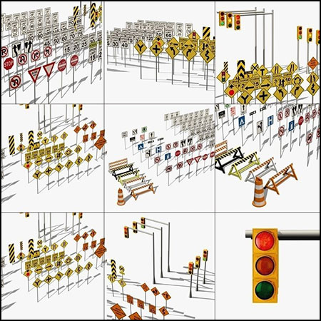 117个低多边形交通标志素材之家精选3D模型