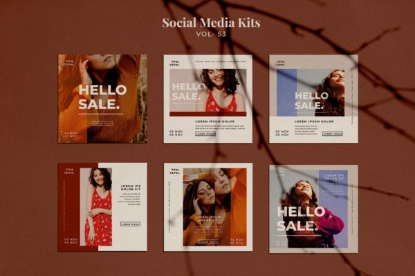 服装品牌社交新媒体渠道推广设计素材包v53 AFR Social Media Kit.53