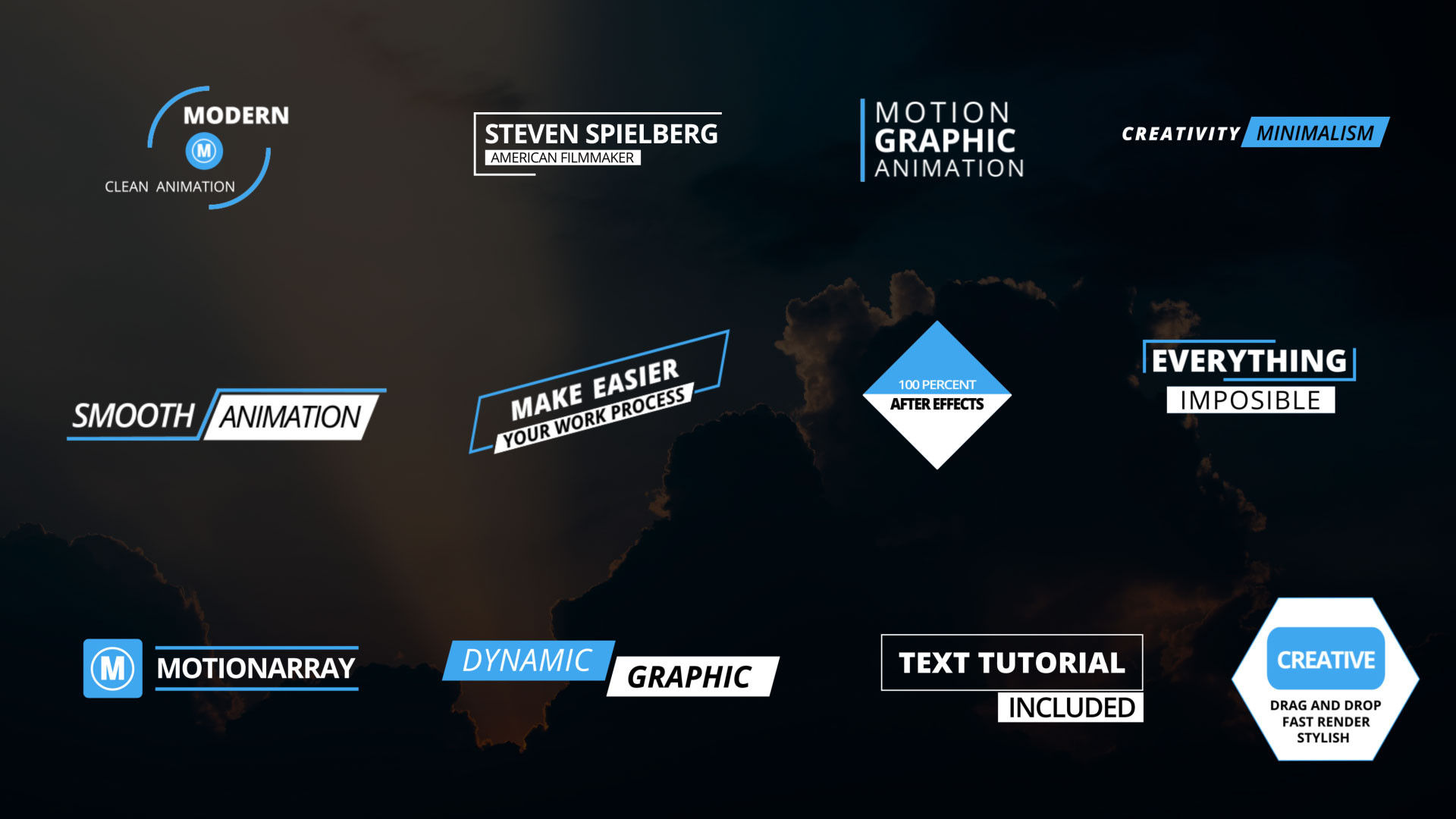12个多种样式的全屏标题素材库精选AE模板