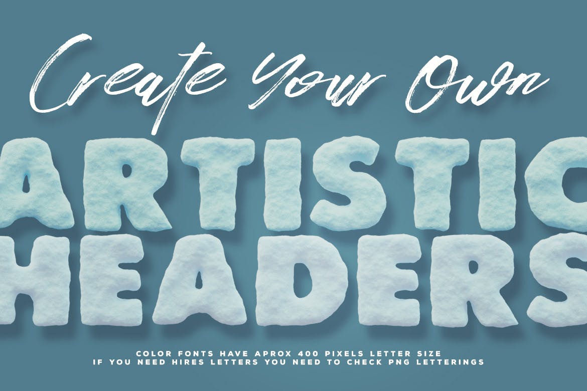 仿积雪外观英文装饰艺术字体 Snow Color Font插图(3)