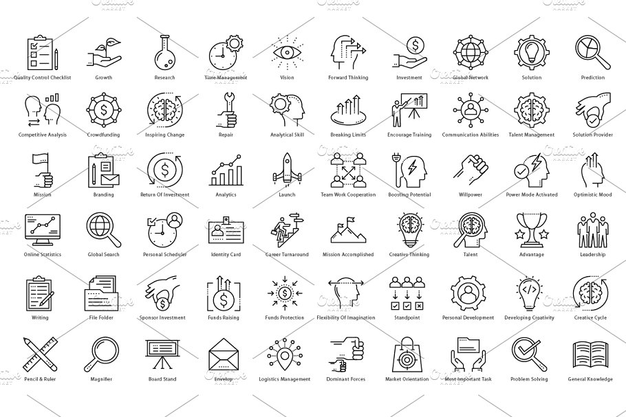 1270枚企业商务主题线条图标 1270 Business Line Icons插图(1)