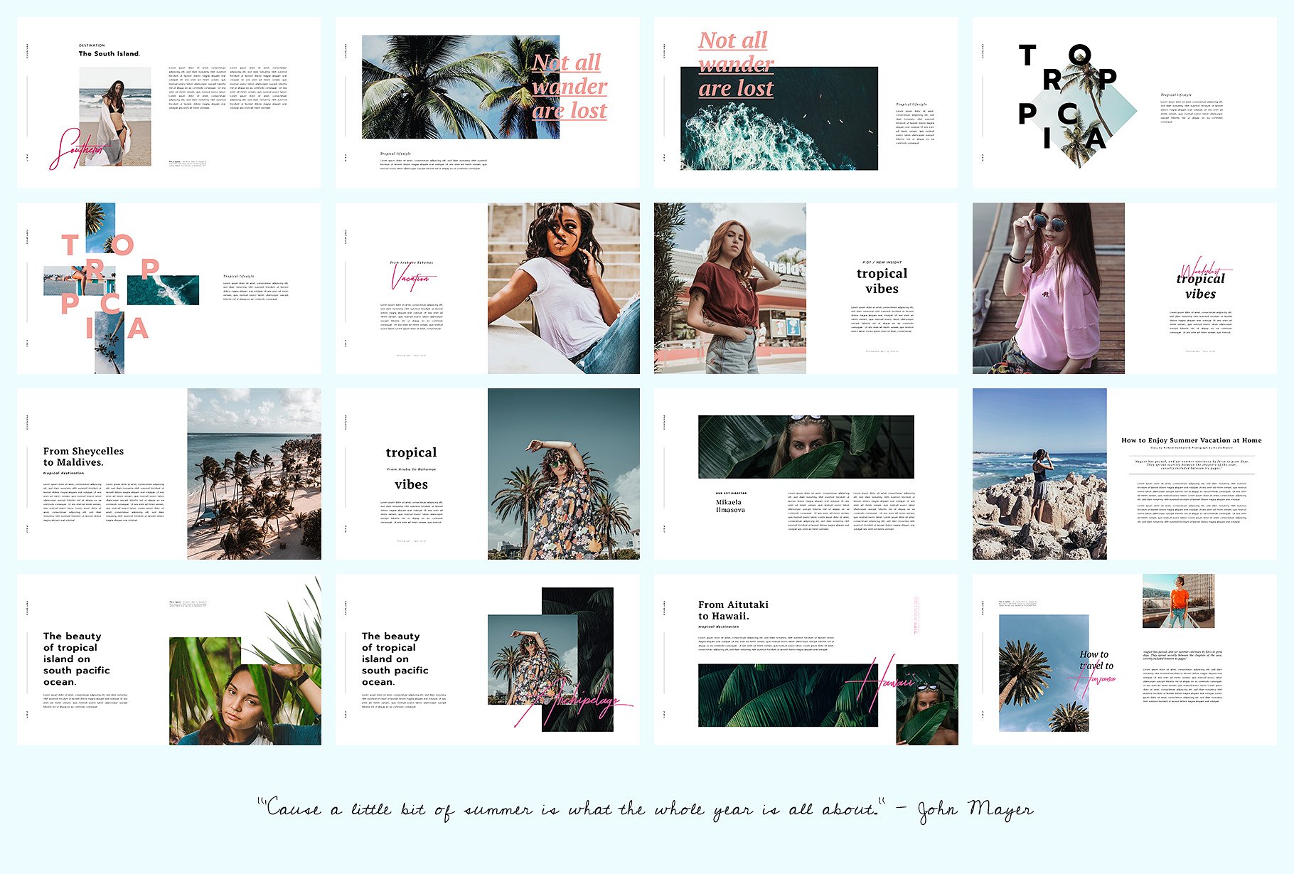 夏季热带主题剪贴簿/拼贴风格PPT幻灯片模板 PORTARICA – Powerpoint Template插图(4)