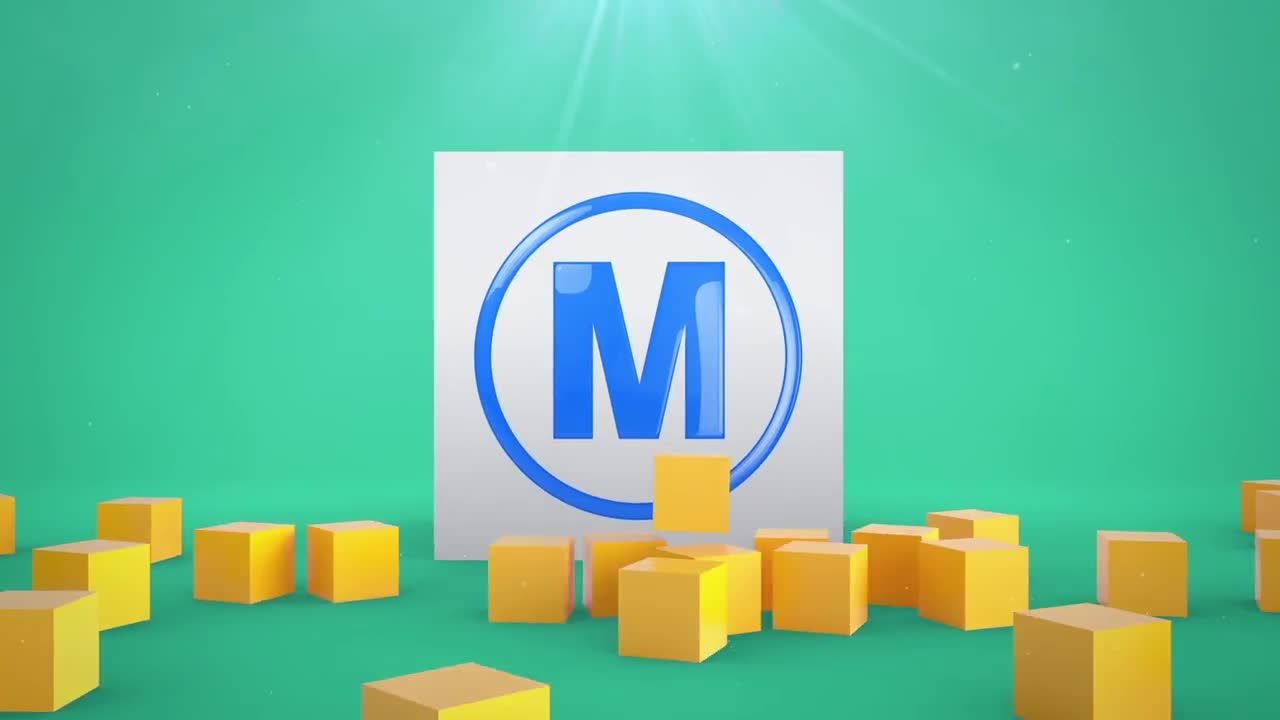 明亮且动态的立方体徽标素材库精选AE模板