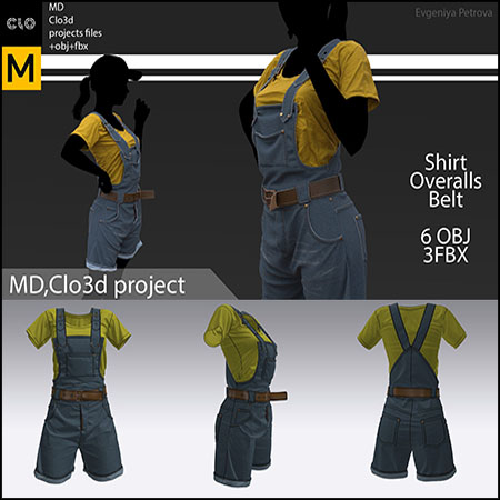 女性牛仔背带短裤素材之家精选3D模型