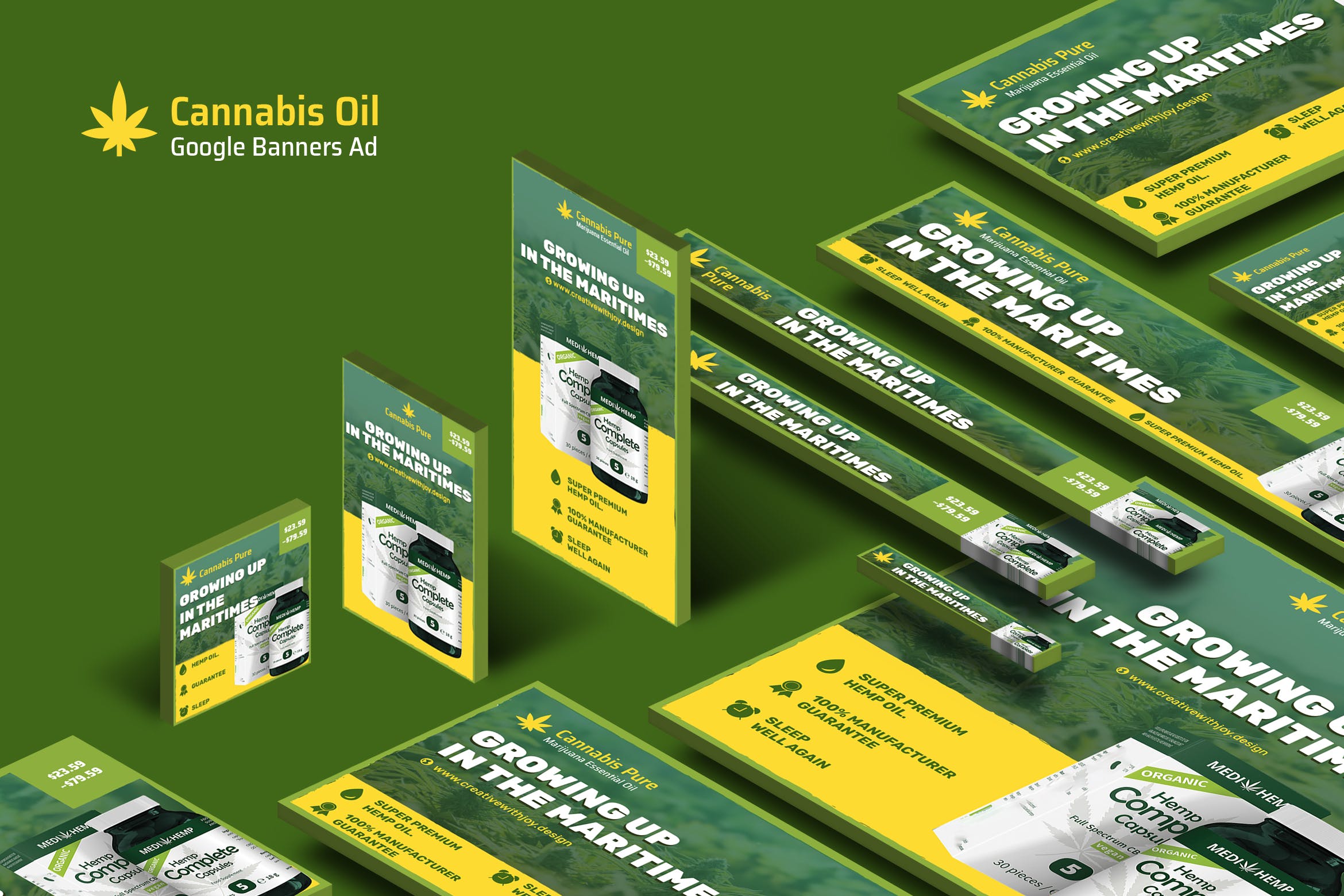 电子烟烟油品牌百度谷歌横幅素材库精选广告模板 Cannabis Hemp Oil Products Banners Ad插图