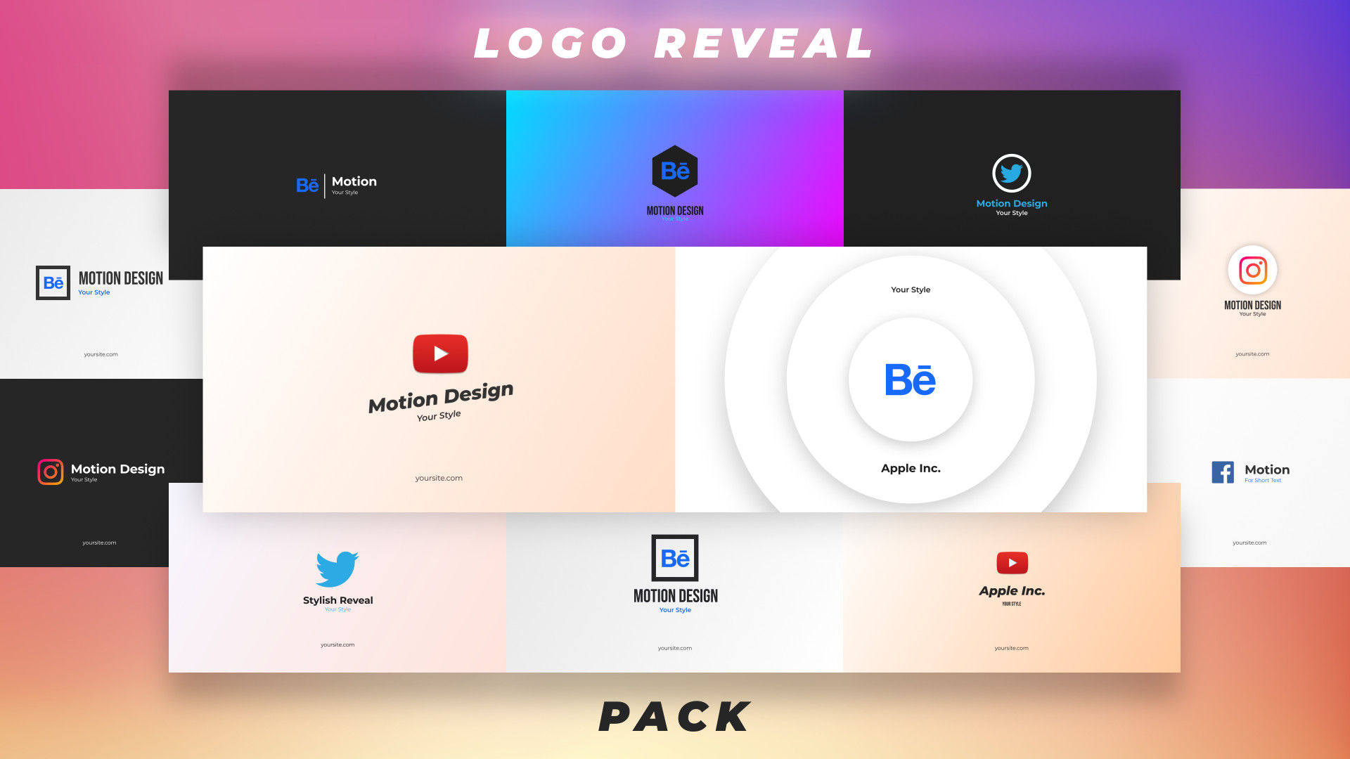 12个时尚流畅的动画标志包素材库精选AE模板