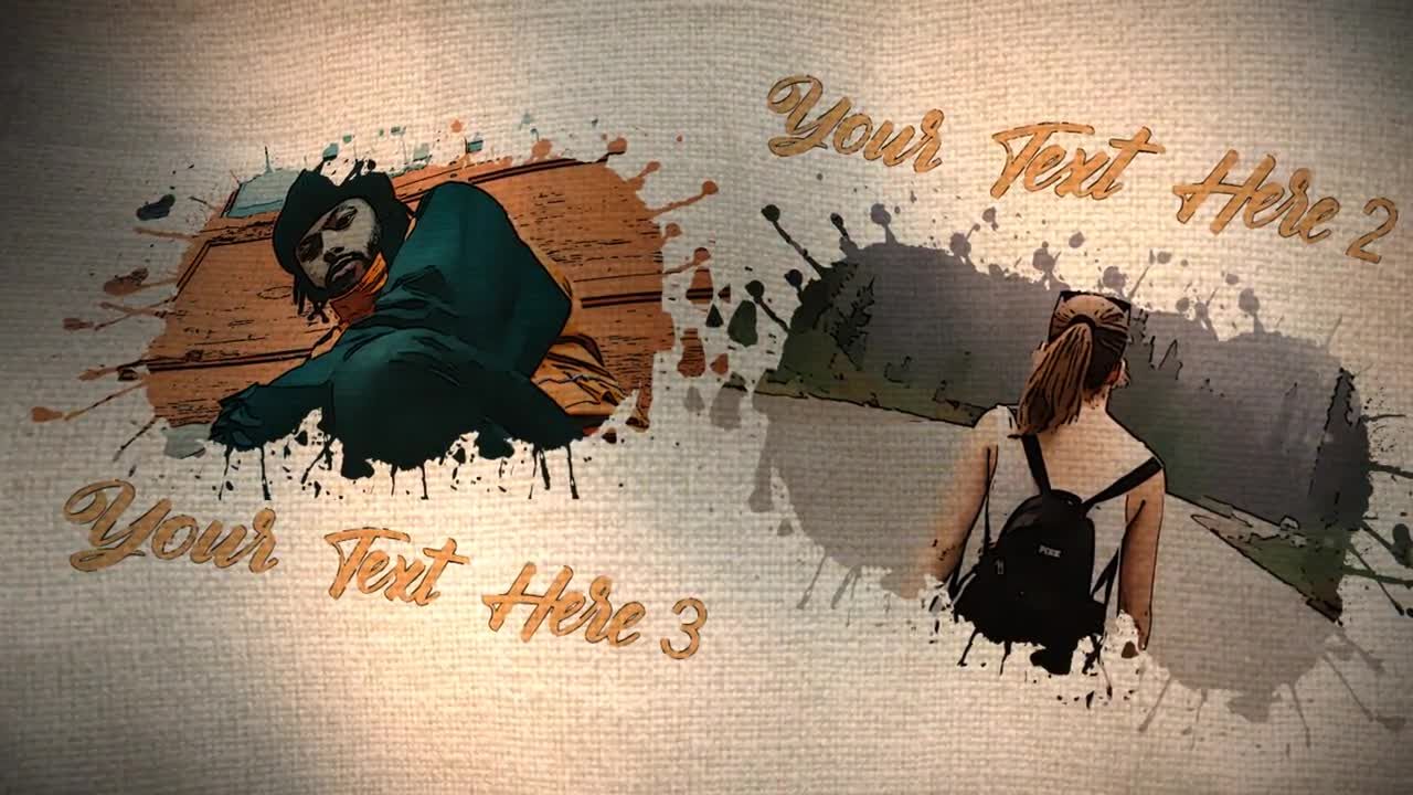 时尚创意的画布艺术展示ae模板