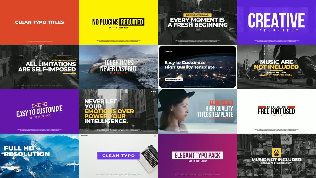 16个独特设计的全屏多帧标题动画素材库精选AE模板