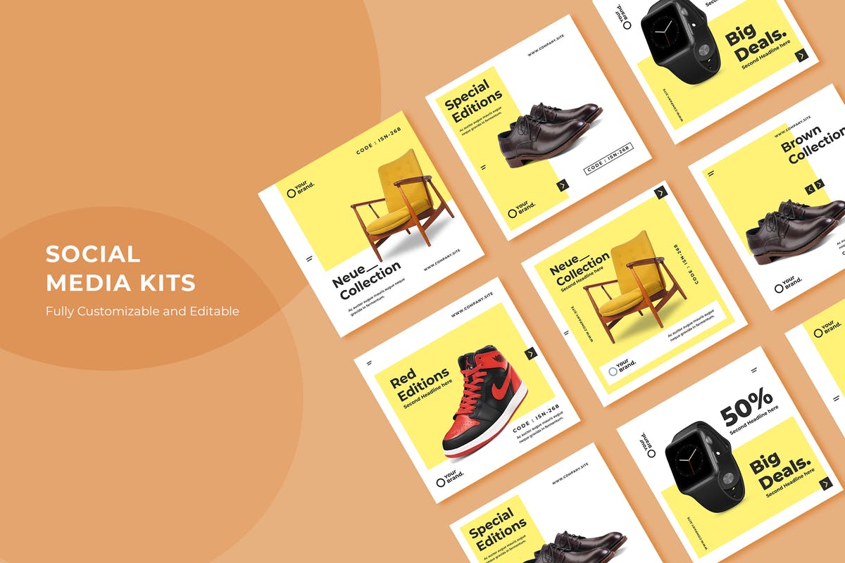 社交媒体品牌/单品促销广告Banner设计模板 ADL Social Media Kit.23插图