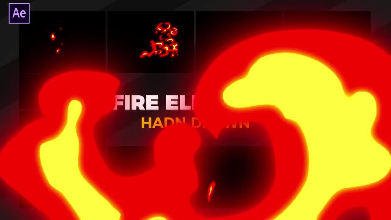 12个独特设计的手绘火元素动画素材库精选AE模板