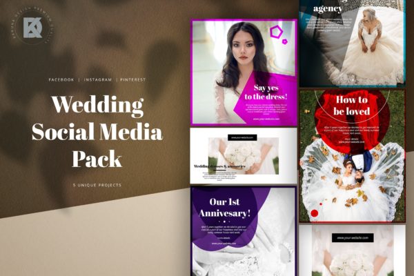 婚礼婚宴邀请社交媒体设计模板素材库精选 Wedding Social Media Kit
