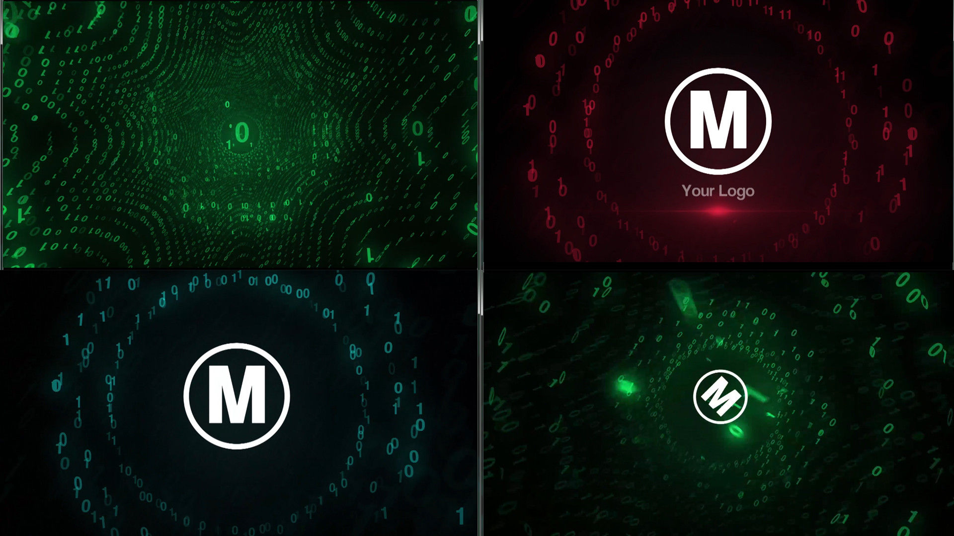 炫酷二进制数字的高科技动态Logo 素材库推荐Pr模板