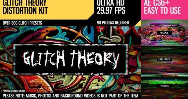 扭曲特效超高清失真片头素材库精选AE模板 Glitch Theory (UltraHD Distortion Kit)