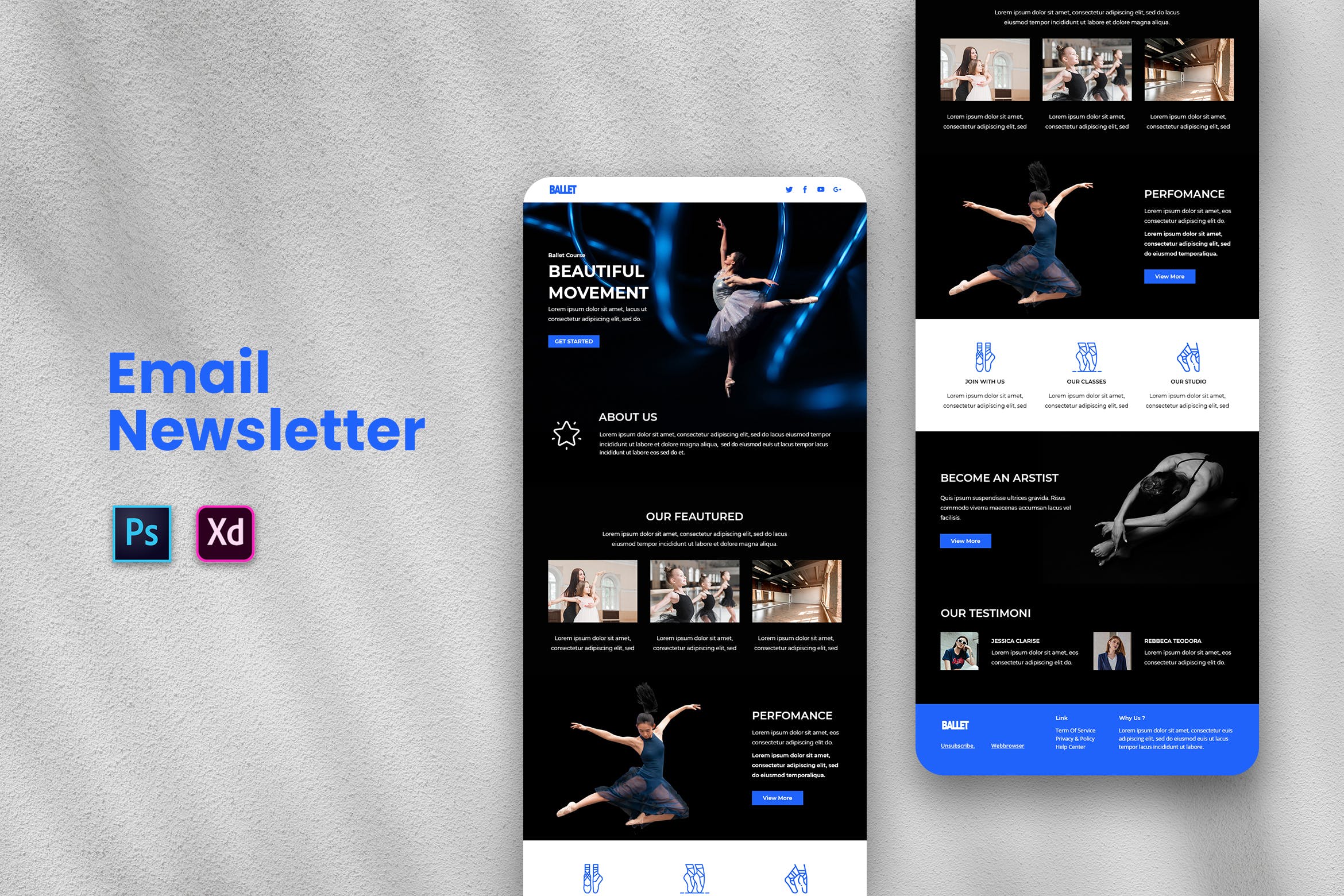 芭蕾舞培训机构招生EDM推广邮件设计模板 Email Newsletter插图