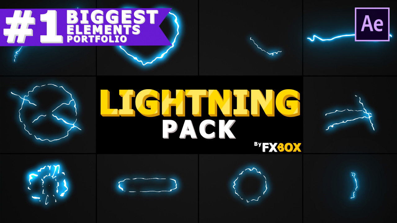 快速闪亮的闪电元素素材库精选AE模板