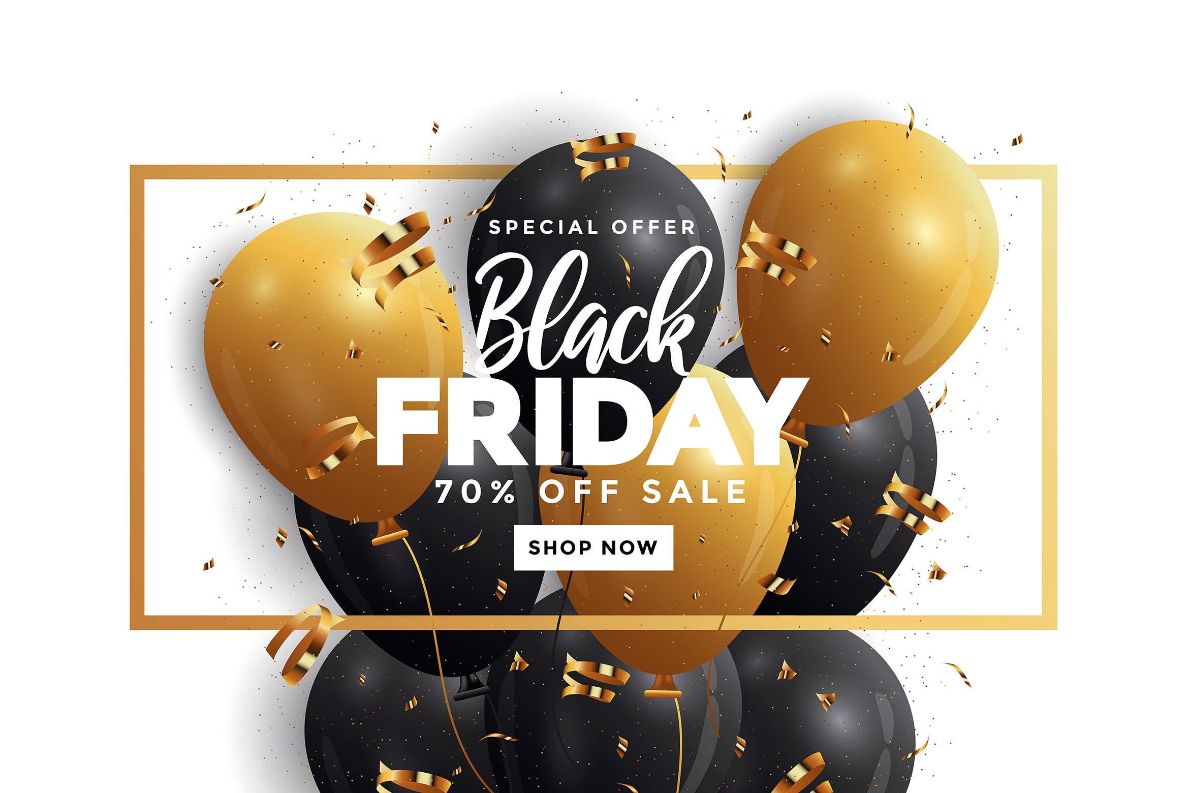 黒五电商折扣活动Banner设计模板 Black Friday sale banner插图