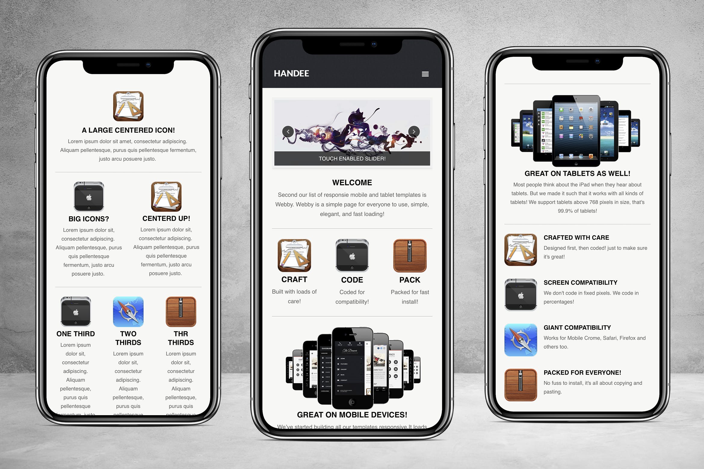 手机端/平板电脑H5网站模板素材库精选下载 Handee | Versatile Mobile and Tablet Template插图