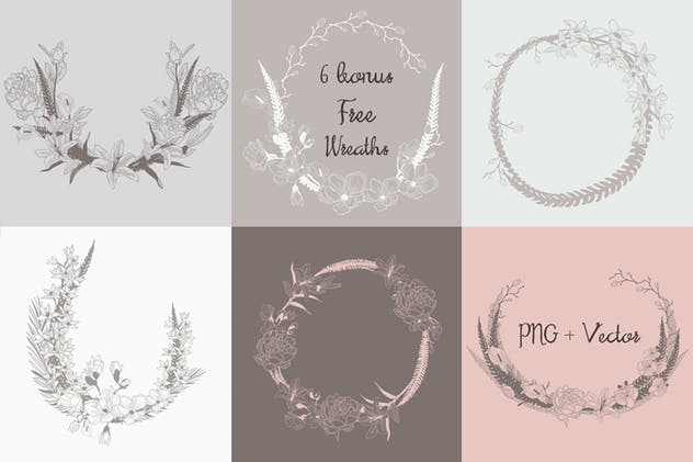 35+优雅手绘花卉图案纹理Instagram贴图模板素材库精选 35+ Patterns & 8 Instagram Templates插图(6)