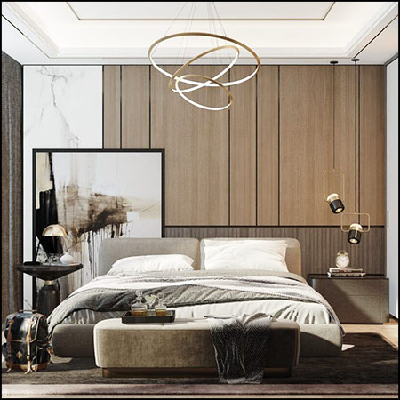 现代卧室室内场景素材之家精选3D模型01