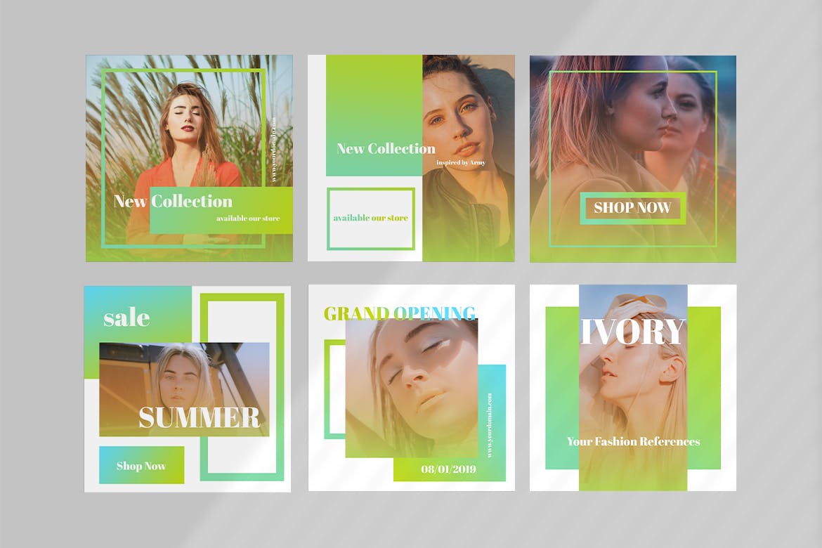 时尚品牌社交推广设计模板素材库精选素材 Ivory – Social Media Kit插图(2)