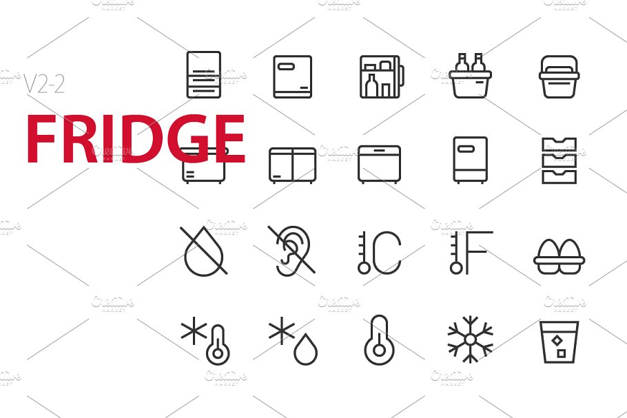 40枚冰箱图形图标素材 40 Fridge UI icons插图(1)