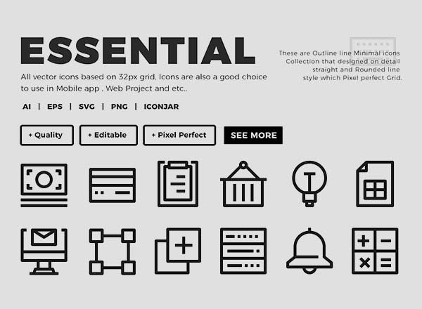绘制精良的扁平化描边图标500枚[Ai]