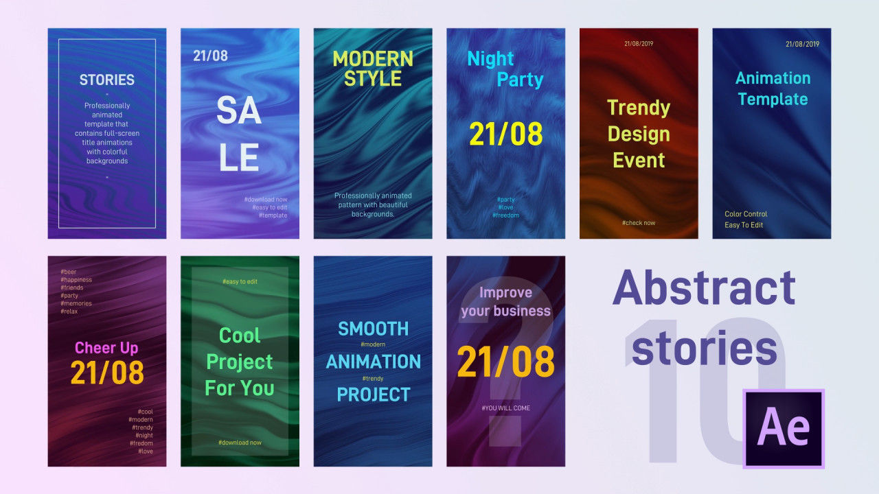 10个预渲染背景的抽象故事动画素材库精选AE模板