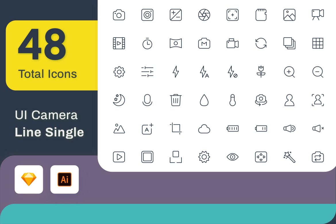 Line Senja图标系列：相机应用UI设计矢量线性图标 Line Senja – UI Camera插图(1)