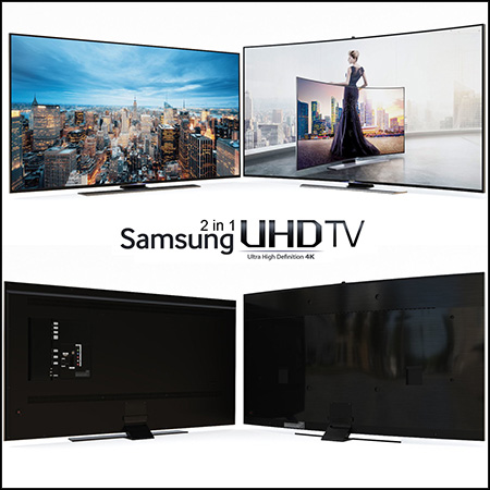 现代UHD 4K LED电视机液晶显示器素材之家精选3D模型