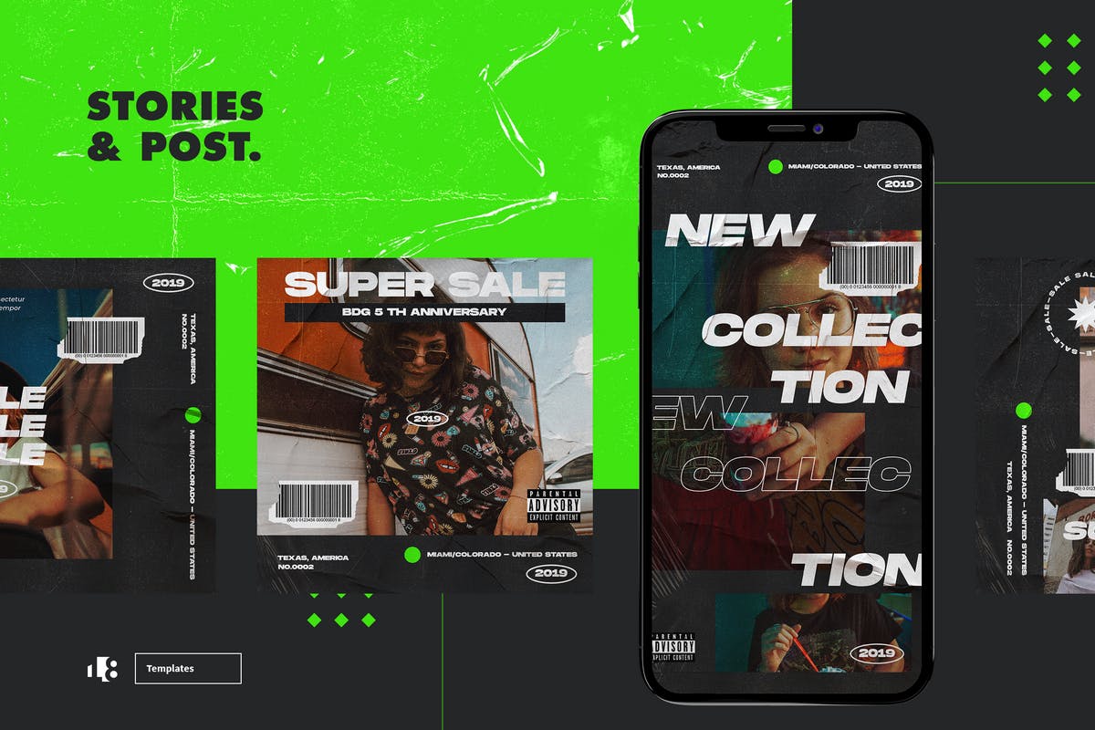 海报张贴效果风格Instagram社交设计模板素材库精选素材 Instagram Template插图(3)