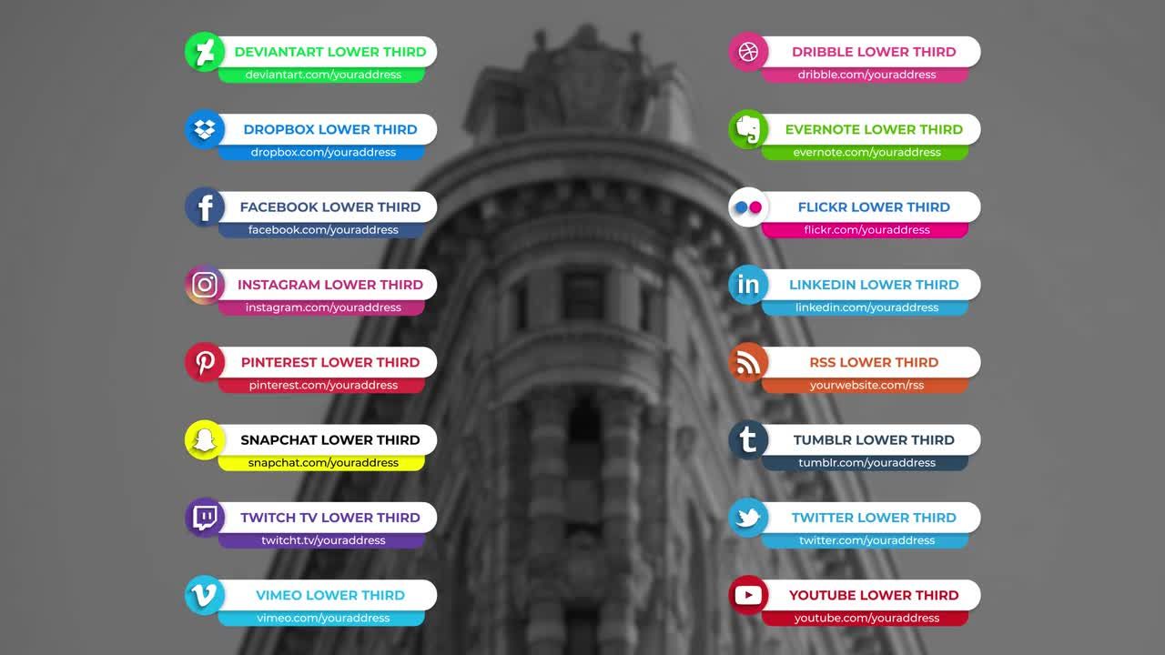 社交媒体低三分之一4Kae模板