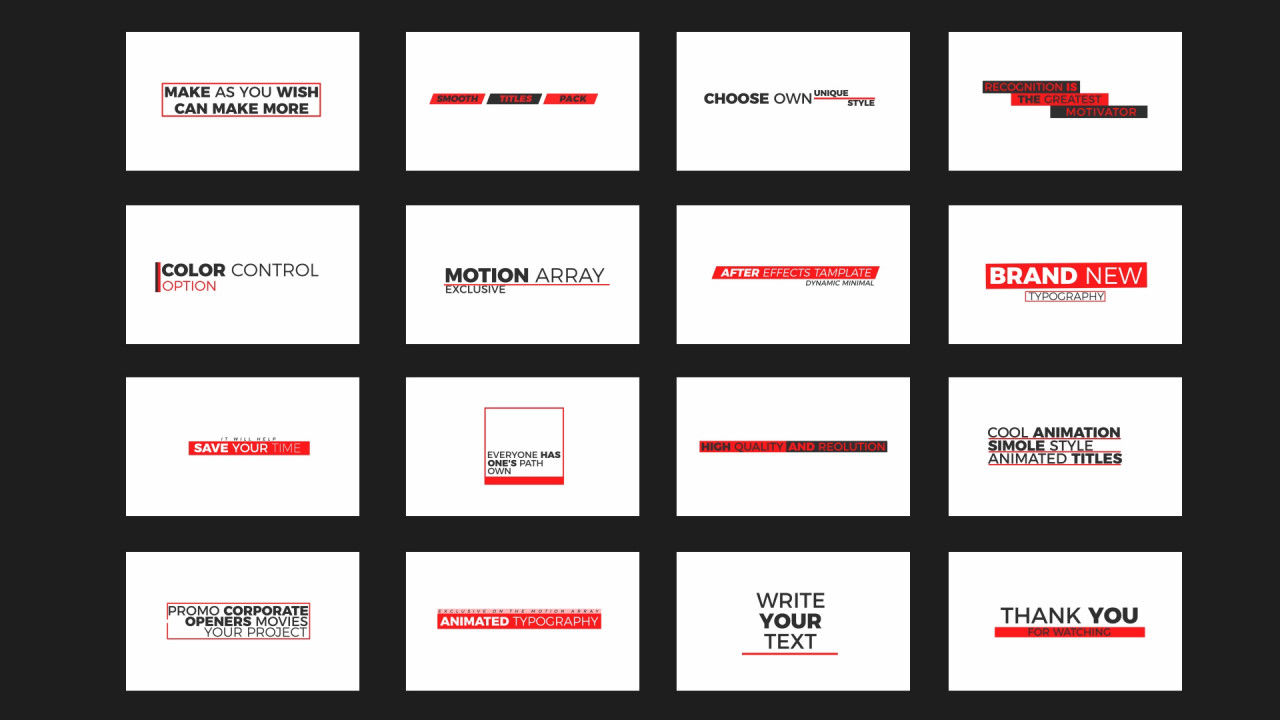 16个简洁的动态现代标题素材库精选AE模板