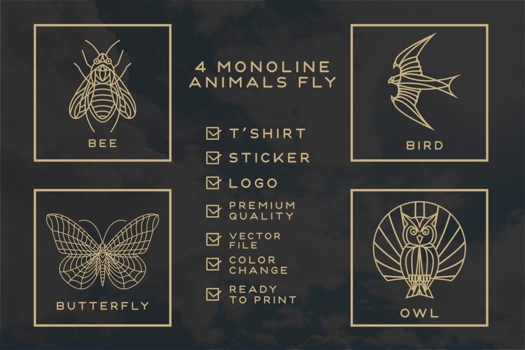 飞行昆虫动物矢量图标素材下载[psd,ai,cdr,eps,png]插图(1)