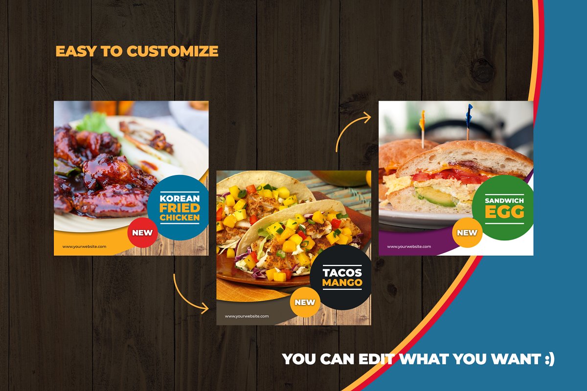 快餐美食 – Instagram社交媒体故事模板素材库精选套装插图(5)