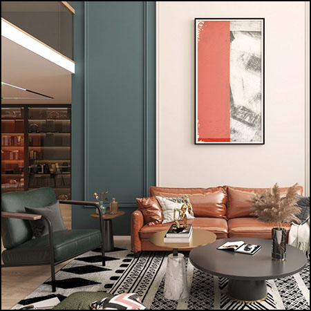 现代简约复式客厅餐厅素材之家精选3D模型