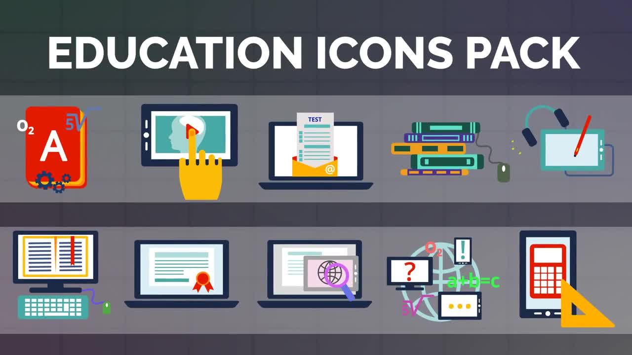 10个外观简洁且具有动画效果的图标素材库精选AE模板