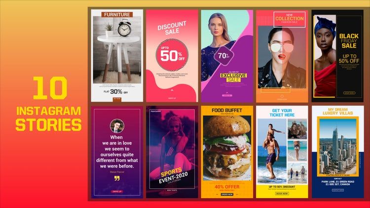 10个多彩创意的Instagram故事素材库精选AE模板