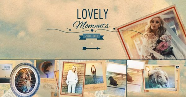复古相框婚礼照片幻灯片视频素材库精选AE模板 Lovely Moments