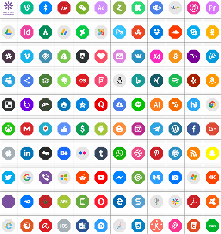 Font Social Media Color 2019 font插图 Font Social Media Color 2019 font插图