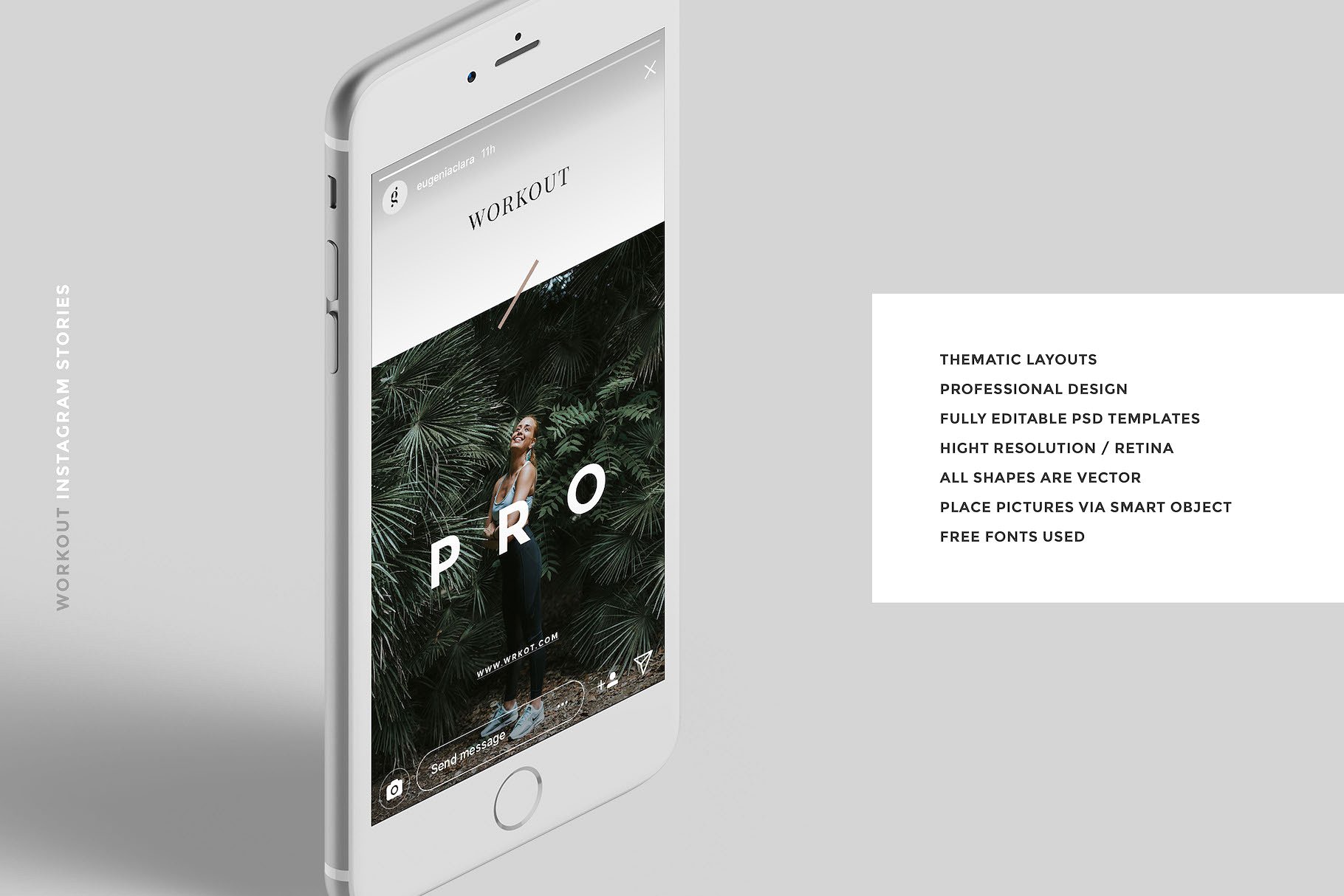微信公众号文章编辑贴图模板素材库精选素材 WORKOUT PSD Instagram Stories插图(5)