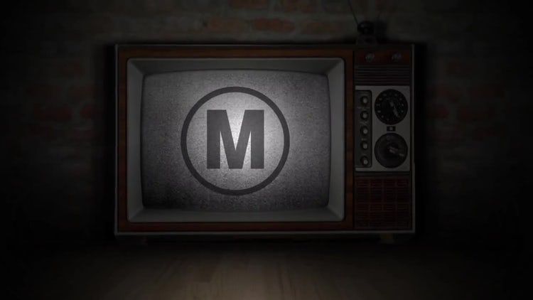 旧电视徽标简介动态动画ae模板