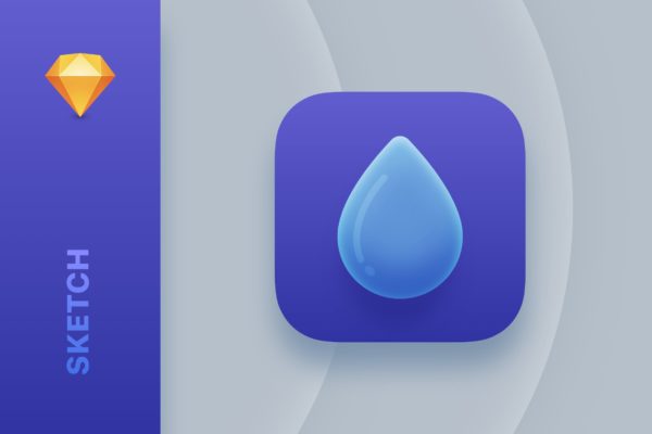 简约水滴APP应用素材库精选图标SKETCH模板 Droplet — Modern iOS Sketch App Icon