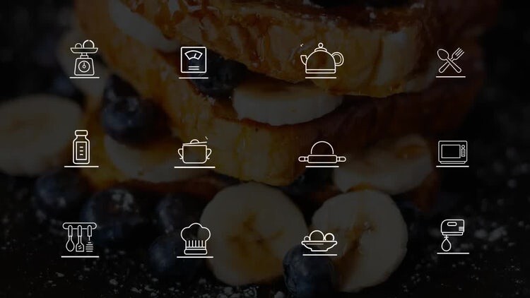 整洁有趣的厨房图标包素材库精选AE模板