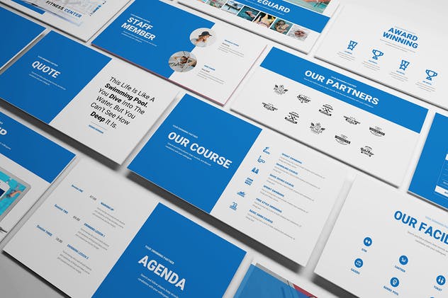 游泳俱乐部泳池主题PPT幻灯片模板 Swimming Powerpoint Template插图(5)