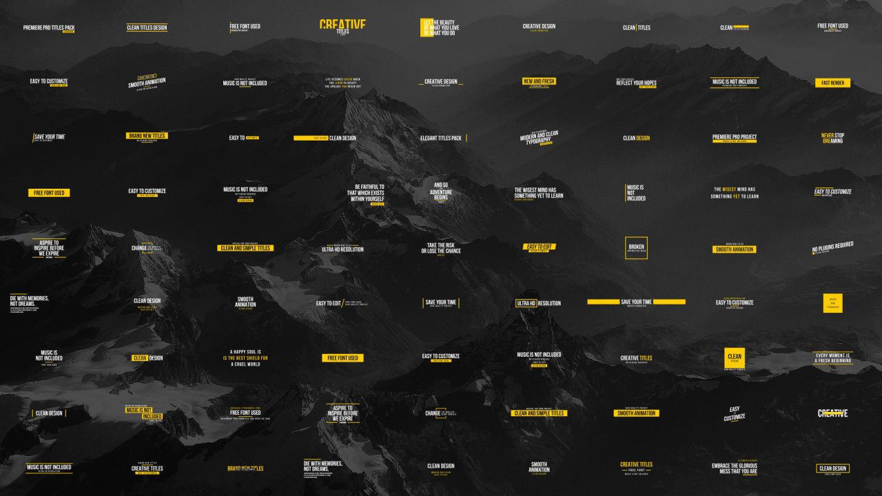 100个现代设计和创意动画的全屏幕标题素材库精选pr模板