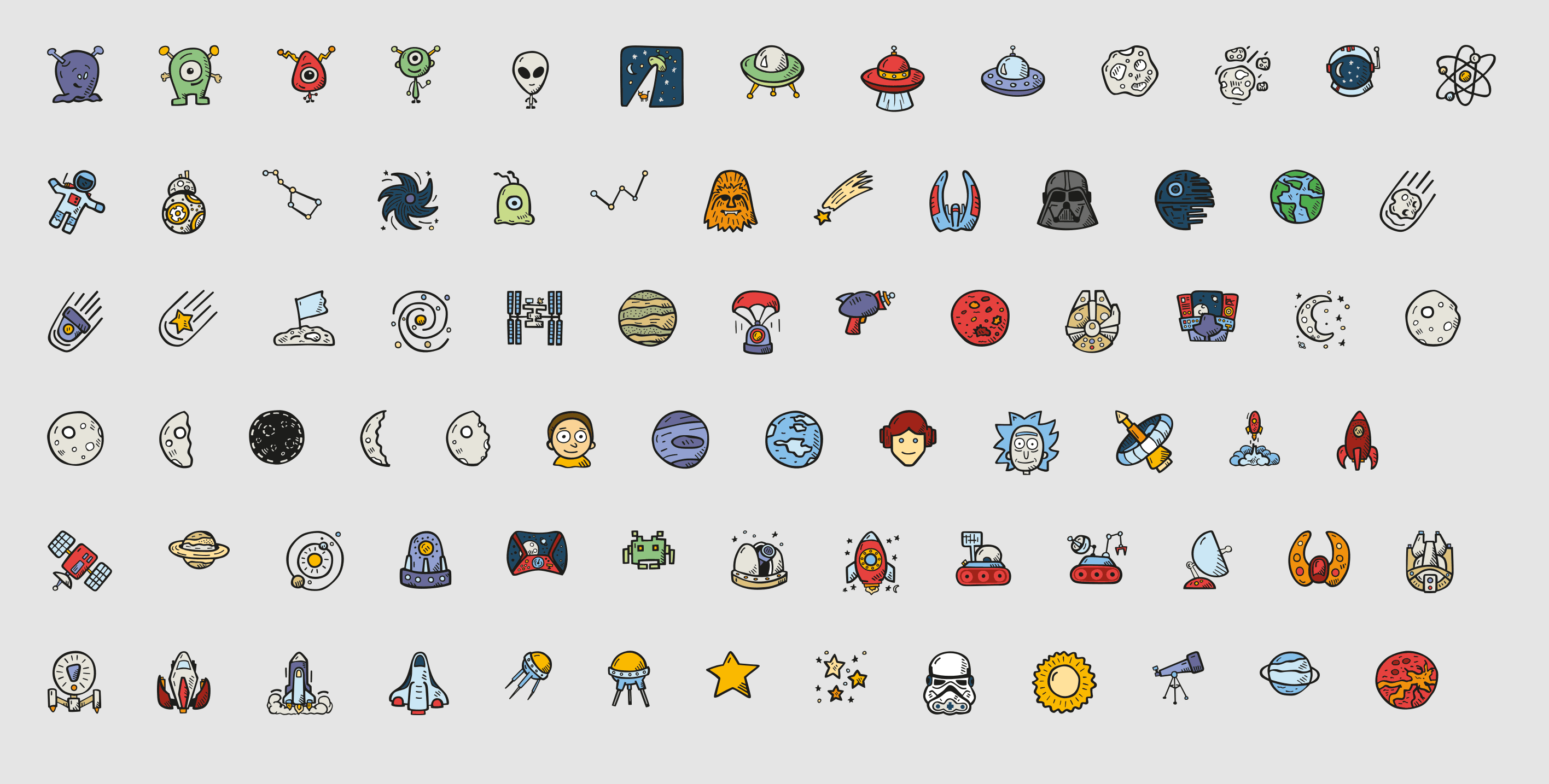 星际主题Sketch图标集 Space Icons Sketch Freebie插图(2)