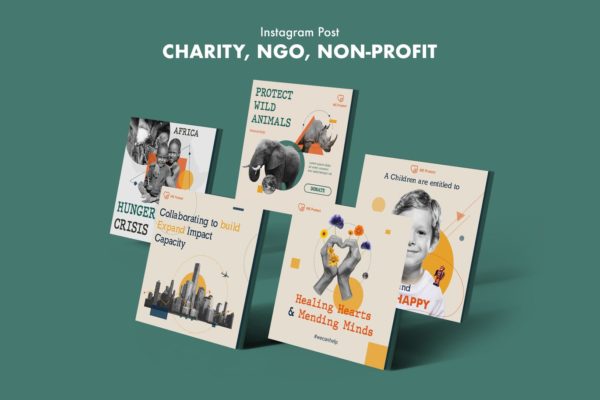 慈善/非政府/非盈利组织机构Instagram社交贴图设计模板素材库精选 Charity, NGO, Non-Profit Instagram Post
