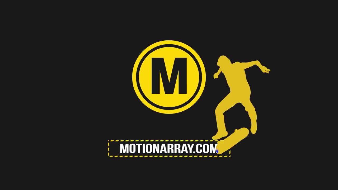 具有2d平面标志显示和滑板的轮廓的素材库精选pr模板